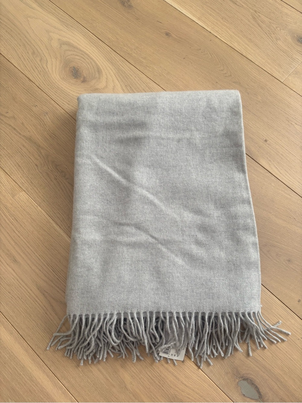 NWT Frette Heather Gray Cashmere Throw Blanket with Fringe 130x190
